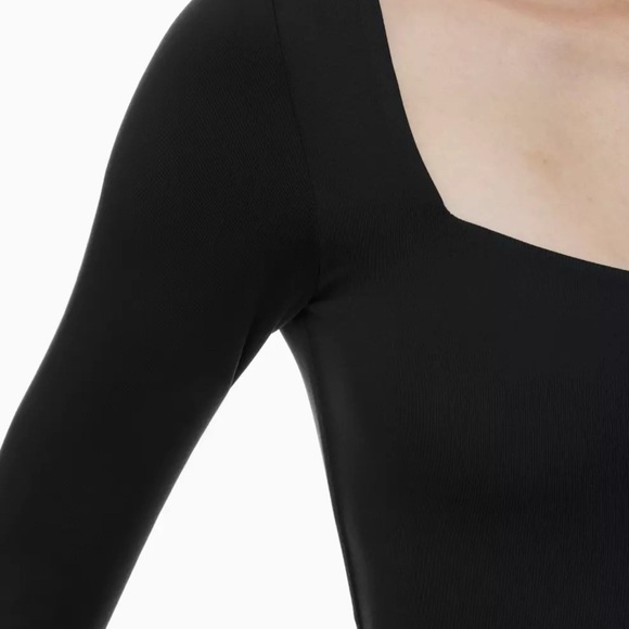 Aritzia Babaton Contour Black Square Neck Long Sleeve Bodysuit Sz M - Picture 5 of 13